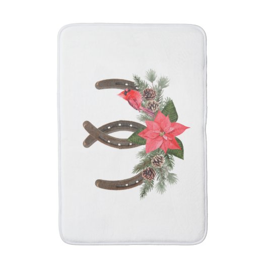 Kerst Land Hoefijzer Poinsettia Badmat (Voorkant Verticaal)