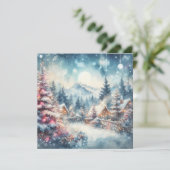 Kerst Landschap Art Wenskaart Feestdagenkaart (Staand voorkant)