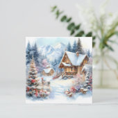 Kerst Landschap Art Wenskaart Feestdagenkaart (Staand voorkant)