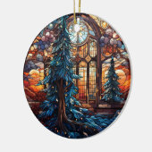 Kerst Landschap gebrandschilderd glas stijl Keramisch Ornament (Links)