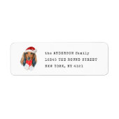Kerst Langharige Doxer Hond Retouradres Etiket (Voorkant)