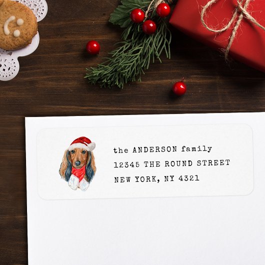 Kerst Langharige Doxer Hond Retouradres Etiket