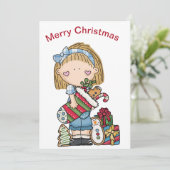 Kerst lapjes pop met een kous Kerst- Feestdagenkaart (Staand voorkant)