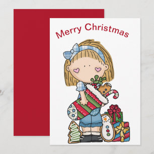 Kerst lapjes pop met een kous  Vakantie  Feestdagenkaart