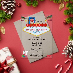 Kerst Las Vegas Casino Style Holiday Party Acryl Uitnodigingen
