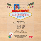 Kerst Las Vegas Casino Style Holiday Party Acryl Uitnodigingen (Voorkant)