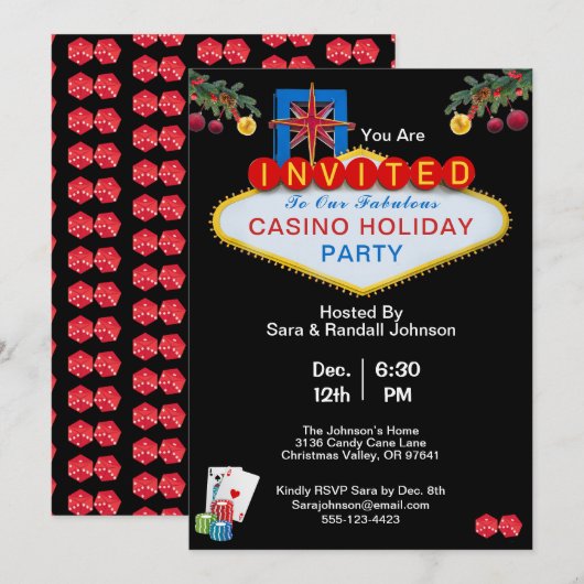 Kerst Las Vegas Casino Style Holiday Party Kaart (Voorkant / Achterkant)