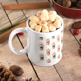 Kerst Latte Ogee Sneeuwvlokpatroon Koffiemok