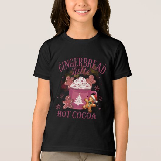 Kerst Latte warme chocolademelk gingerbread Tri-Blend Shirt (Voorkant)