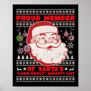 Kerst Lawn Bowls Idee voor mannen en kerstmis Poster