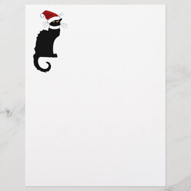 Kerst Le Chat Noir met Santa Hat Stationery (Voorkant)