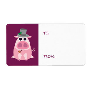 Kerst Leary the Pig Etiket