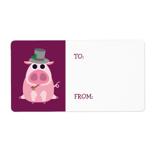 Kerst Leary the Pig Etiket (Voorkant)