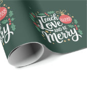 Kerst leer liefde en wees vrolijke kerstleraar cadeaupapier (Rol Hoek)