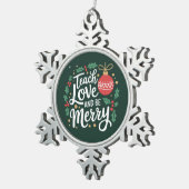 Kerst leer liefde en wees vrolijke kerstleraar tin sneeuwvlok ornament (Rechts)