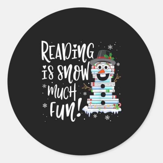 Kerst Lees T-shirt Sneeuwman Boek T-shirt Boek Lie Ronde Sticker (Voorkant)