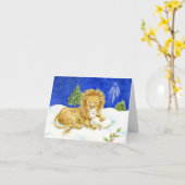 Kerst Leeuw en Lamb Blank Note Kaart (Gele Bloem)
