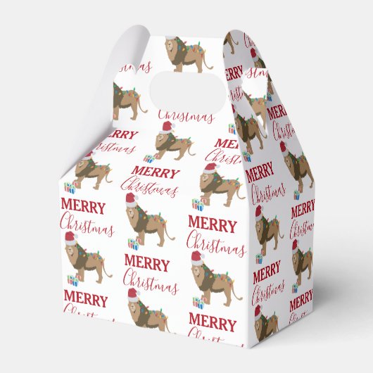 Kerst Leeuw Grappig Dier met Santa Hat Bedankdoosjes (Achterkant)