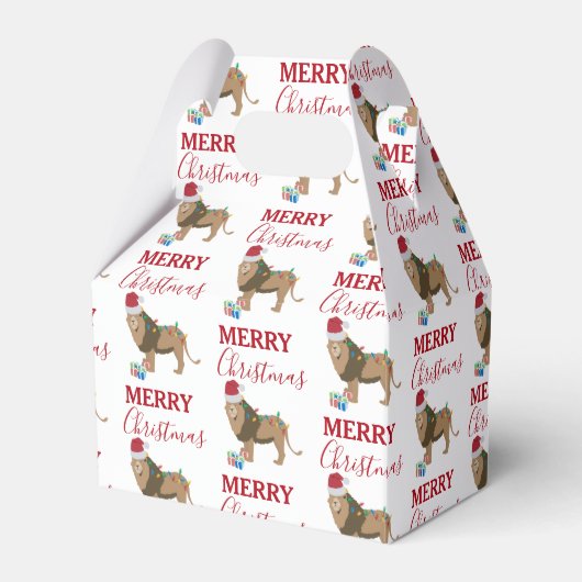 Kerst Leeuw Grappig Dier met Santa Hat Bedankdoosjes (Voorkant Zijde)