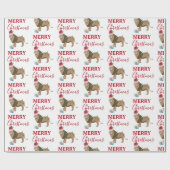 Kerst Leeuw Grappig Dier met Santa Hat Cadeaupapier (Vlak)