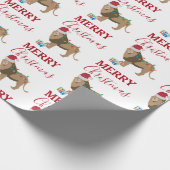 Kerst Leeuw Grappig Dier met Santa Hat Cadeaupapier (Hoek)