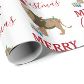 Kerst Leeuw Grappig Dier met Santa Hat Cadeaupapier (Rol Hoek)