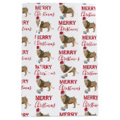 Kerst Leeuw Grappig Dier met Santa Hat Medium Cadeauzakje (Voorkant)