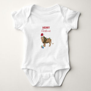 Kerst Leeuw Grappige Dieren met Santa Hat Romper
