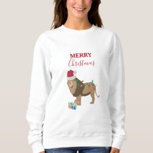 Kerst Leeuw Grappige Dieren met Santa Hat Trui