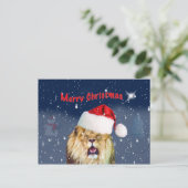 Kerst, Leeuw in Santa Hat, Ster, Sneeuw Briefkaart (Staand voorkant)