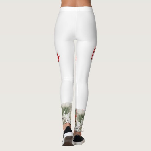 Kerst leggings High Waisted Capris, wit (Achterkant)