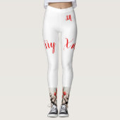 Kerst leggings High Waisted Capris, wit (Voorkant)
