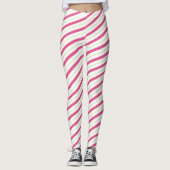 Kerst Leggings Roze Candy Cane Stripes (Voorkant)