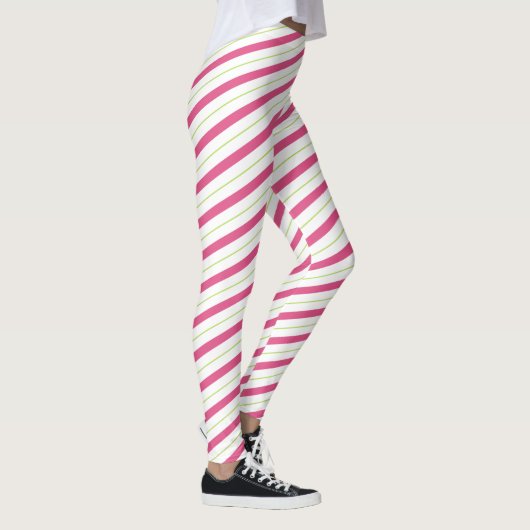 Kerst Leggings Roze Candy Cane Stripes (Rechts)