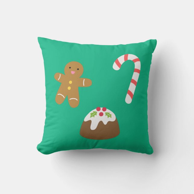 Kerst lekkernijen, Gemberkoek man, Snoep, Pudding Kussen (Voorkant)