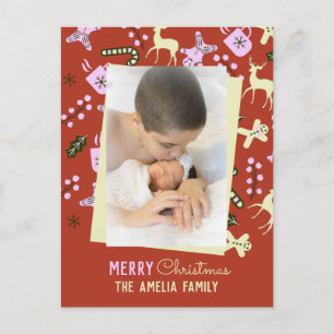 Kerst lekkernijen Kerstvakantie Familie foto  Briefkaart