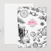 Kerst lekkernijen vintage tekening. Kerstvakantie Feestdagenkaart (Voorkant / Achterkant)
