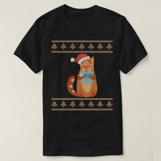 Kerst Lelijke Kerst Kat 2 T-shirt (Design voorkant)