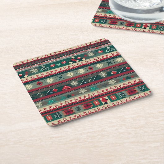 Kerst lelijke trui 4 kartonnen onderzetters (Schuin)