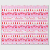 Kerst Lelijke Trui Familienaam Roze & Rood Cadeaupapier (Vlak)