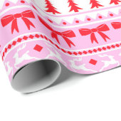 Kerst Lelijke Trui Familienaam Roze & Rood Cadeaupapier (Rol Hoek)