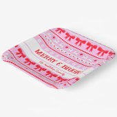 Kerst Lelijke Trui Familienaam Roze & Rood Papieren Bordje (Gebogen)