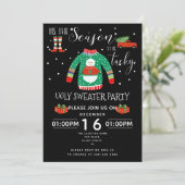 Kerst lelijke trui feest inzamelingsactie kaart (Staand voorkant)