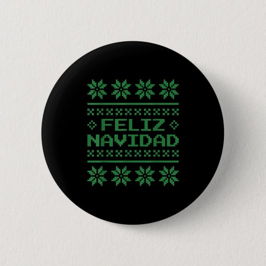 Kerst lelijke trui Feliz Navidad Xel Pattern S Ronde Button 5,7 Cm (Voorkant)