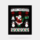 Kerst Lelijke trui Flint Michigan Acryl Bord (Voorkant)