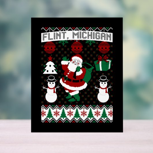 Kerst Lelijke trui Flint Michigan Acryl Bord (Neutraal)