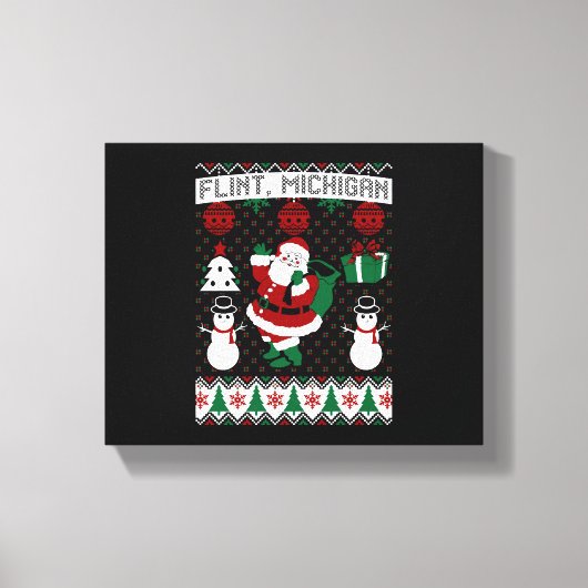 Kerst Lelijke trui Flint Michigan Canvas Afdruk (Voorkant)