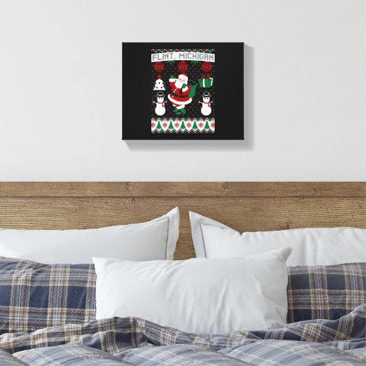 Kerst Lelijke trui Flint Michigan Canvas Afdruk (Insitu (Slaapkamer))