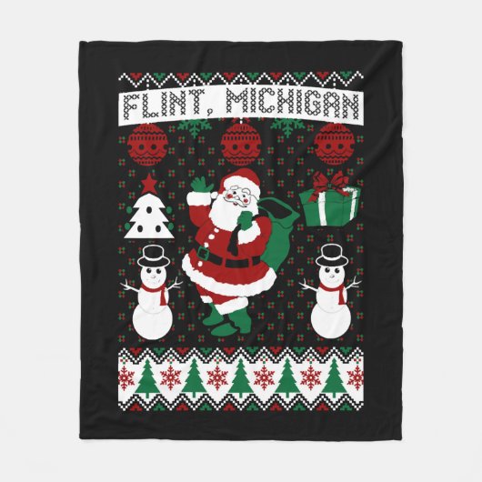 Kerst Lelijke trui Flint Michigan Fleece Deken (Voorkant)