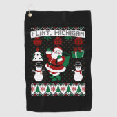 Kerst Lelijke trui Flint Michigan Golfhanddoek (Voorkant)